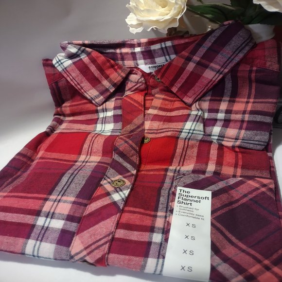 Nwt Sonoma Ladies Supersoft Red Plaid Flannel - Picture 2 of 7